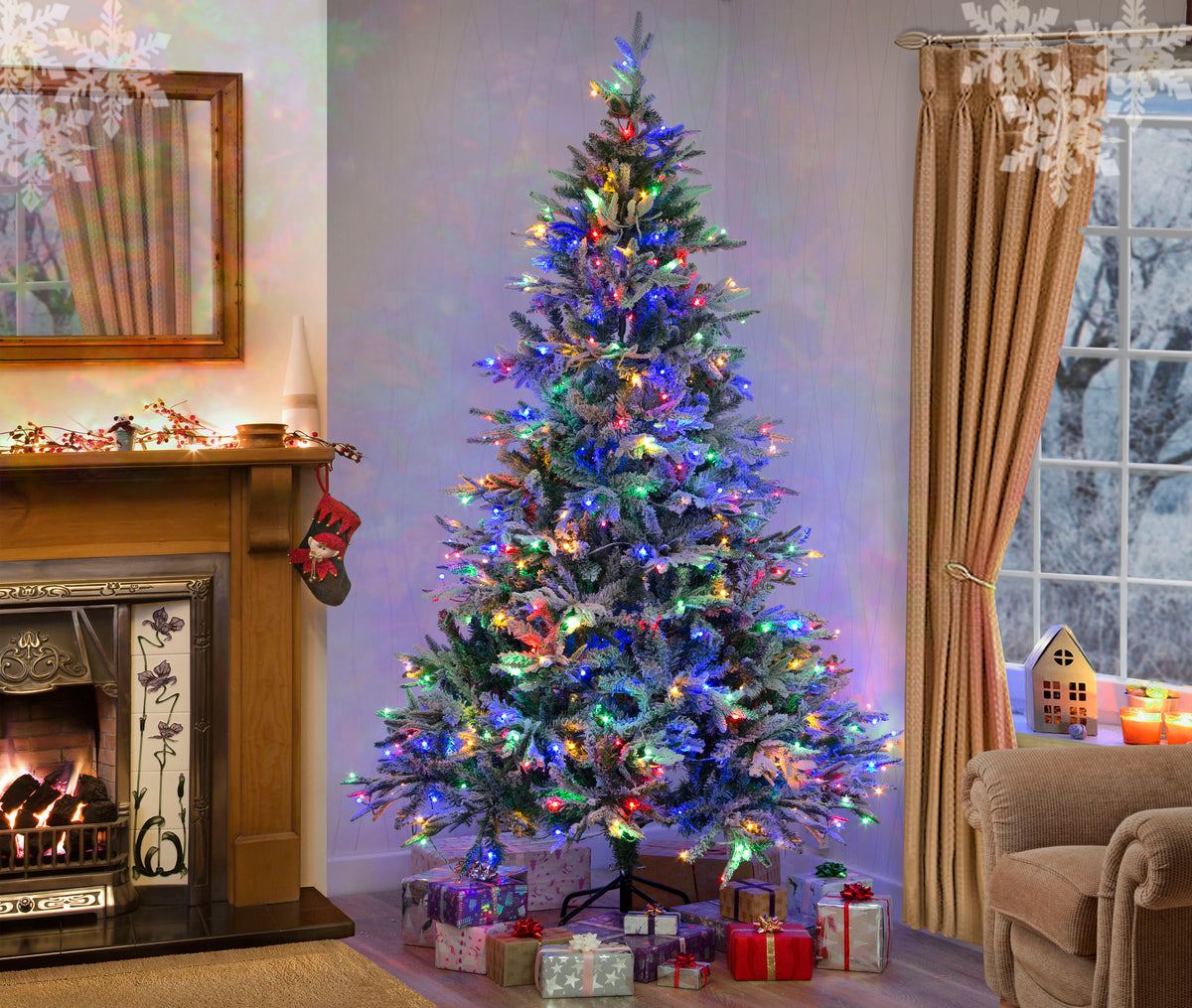 Lapland Fir Pre-Lit Christmas Tree Multi Colour 4ft- 8ft – Christmas ...
