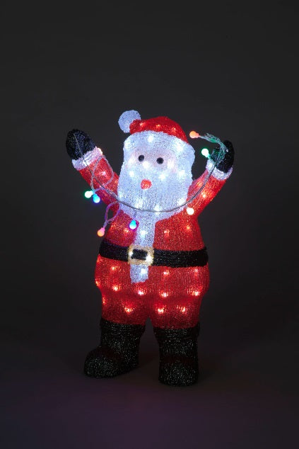 49cm Santa Holding Lights Acrylic Figure woth 90 White LEDs – Christmas ...